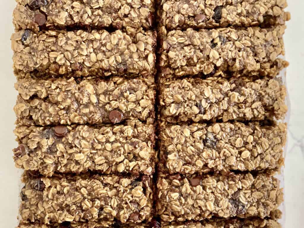 sliced homemade granola bars