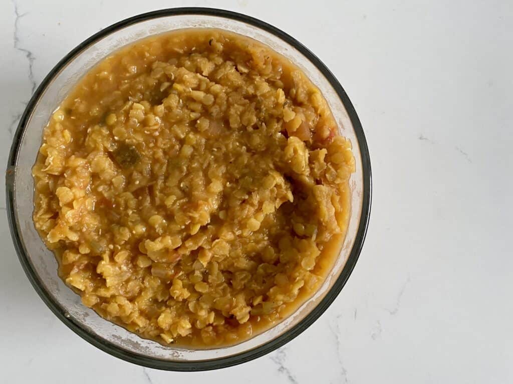 cooked red lentils and salsa meatless recipe