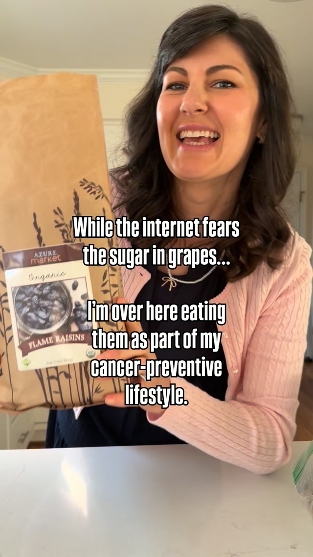 The internet has made people so afraid of sugar that we’re now afraid of FRUIT. 🍇

Yes, grapes contain natural sugar, but they also provide fiber and powerful plant compounds like resveratrol, anthocyanins and other polyphenols studied for their antioxidant, anti-inflammatory and potential cancer-protective properties.

As a cancer survivor, I’m not trying to eliminate natural sugar from whole fruit. I’m focused on eating a wide variety of colorful, plant-rich foods. ❤️

Fresh organic concord grapes can get expensive and hard to find, so I typically buy organic Flame raisins instead. They are very dark in color like the Concord. I add them to my Healing Leaves Tea or sprinkle them over salads for a little natural sweetness.

Comment FRUIT for a link to my healing leaves tea recipe!

Don’t let fear of sugar scare you away from the foods God created for us. 🍇

*FOR INFORMATIONAL PURPOSES ONLY NOT MEDICAL ADVICE