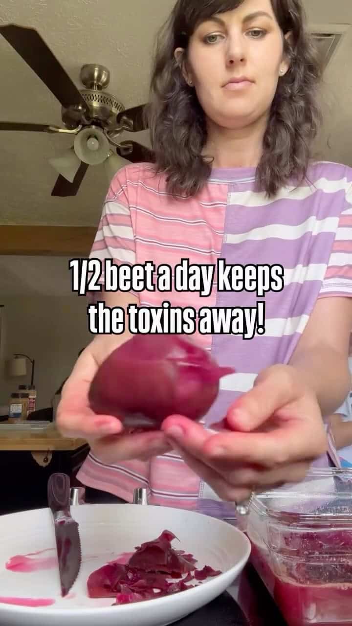 Get ready to supercharge your health! From lowering blood pressure to supporting detox and fighting inflammation, this little root packs a big punch. I make it a part of my daily routine, whether boiled, shredded in a salad, or blended in a smoothie.
Comment BEETS for the full recipe!
It’s simple, affordable, and one of the best ways I fuel my body with real food. 💪
Would you ever eat beets every day?
Boil beets on the stove for 30-40 minutes. Let them completely cool before removing the skin.
Pickling recipe:
About 5 cooked beets, sliced
2/3 cup apple cider vinegar
2/3 cup water
2-3 Tb pure maple syrup
1/2 tsp salt and black pepper
1/4 tsp ground cinnamon and cloves, or 1/2 tsp pumpkin pie spice
Mix the brine ingredients together, then add cooled sliced beets. Let them sit in the brine for at least 2-3 hours before eating, best after 24 hours.
This brine will last up to 1 month in the fridge, reuse each week with a fresh batch of beets.
*FOR INFORMATIONAL PURPOSES ONLY NOT MEDICAL ADVICE
#HomemakerOnABudget #RealFoodLifestyle #BeetBenefits
