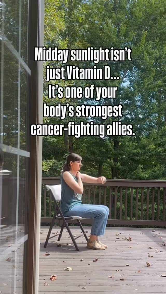 Stepping outside around noon for 10-20 minutes gives your body something supplements can’t replicate:

✅ A surge of Vitamin D to strengthen immunity & bone health
✅ Circadian rhythm alignment, which supports hormone balance & better sleep
✅ Cellular repair + mitochondrial “fuel” to protect against disease
✅ A natural mood + energy boost (goodbye afternoon slump!)

Your body was designed by God to heal with the rhythms of creation. Sometimes the FREE things, like sunlight, are the most powerful. 

Want to be healthier? It really is easy! Start with light, fresh air, clean water, fasting, and eat the foods God created for us. 

*This is not meant to be medical advice. Please discuss this topic with your doctor. This is information I’ve learned through my healing of cancer, and a testimony of what I do.