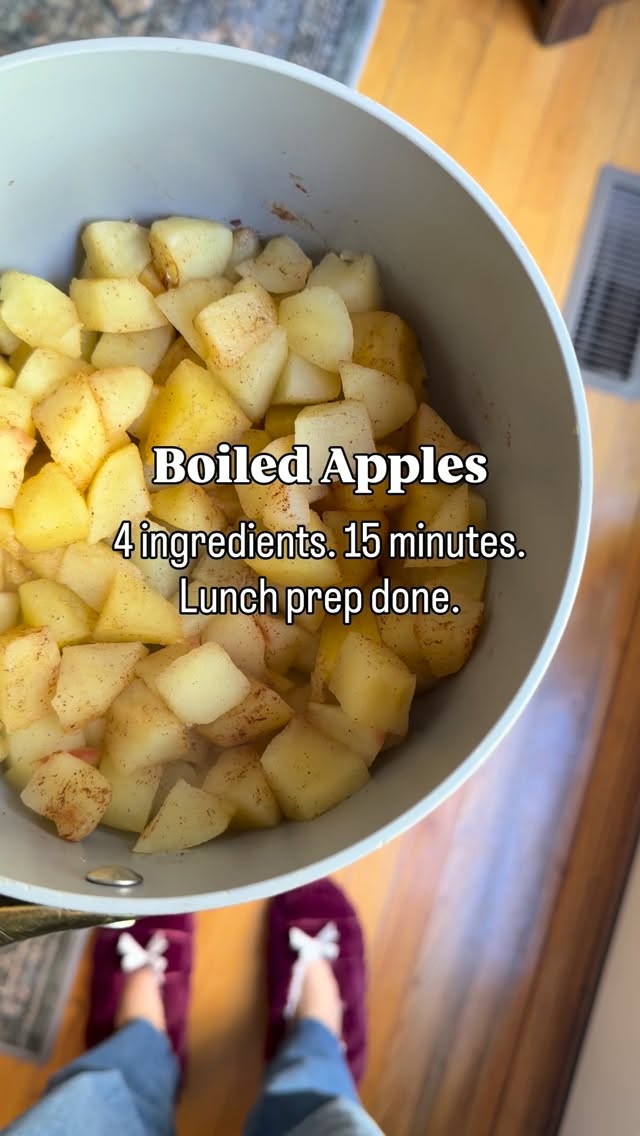 This is my weekly lunch prep! Since my husband started having terrible stomach issues, we’ve taken all raw foods away, and he is loving his boiled apples paired with lunch.

Comment the🍎 emoji for a printable recipe! This is the most popular recipe on my website!

Years ago, my oldest daughter had very similar severe stomach issues and our chiropractor recommended that instead of raw apple slices, I boil her apples for school lunches, and that is where the concept of boiled apples came from. I went back to those days of what she ate, and my husband is healing ❤️‍🩹 so I know that this works.

Simply boil apples in water, sweetened to taste with some cinnamon, and you’re good to go!

Hit that FOLLOW button for more healthy recipes and tips!