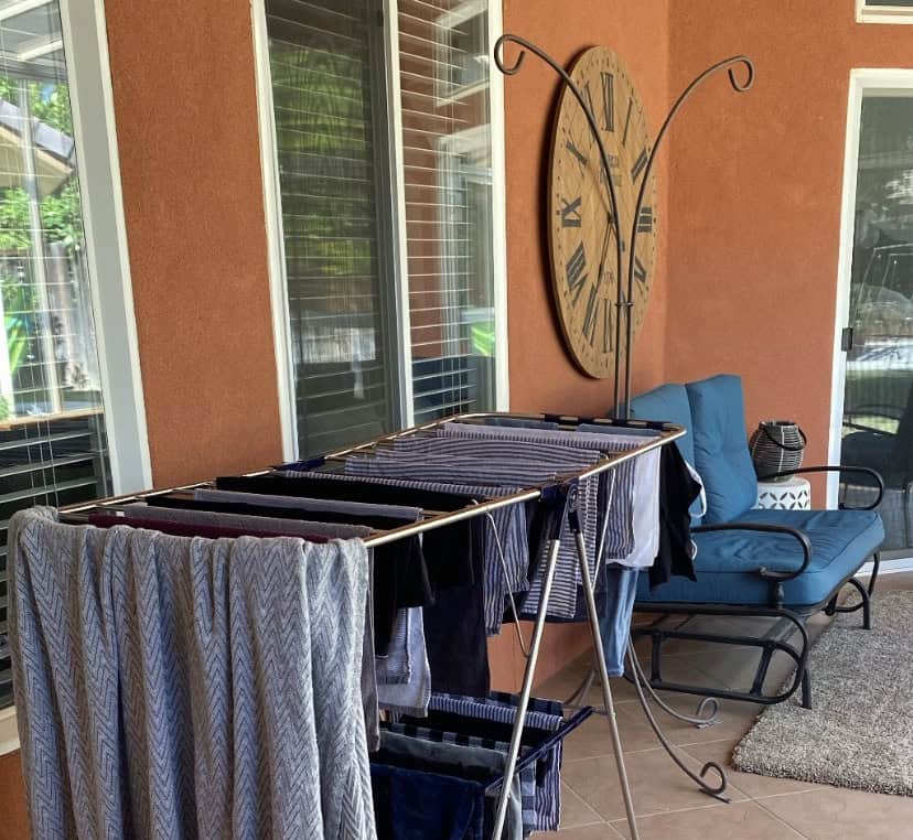 drying racks in back yard non-toxic laundry