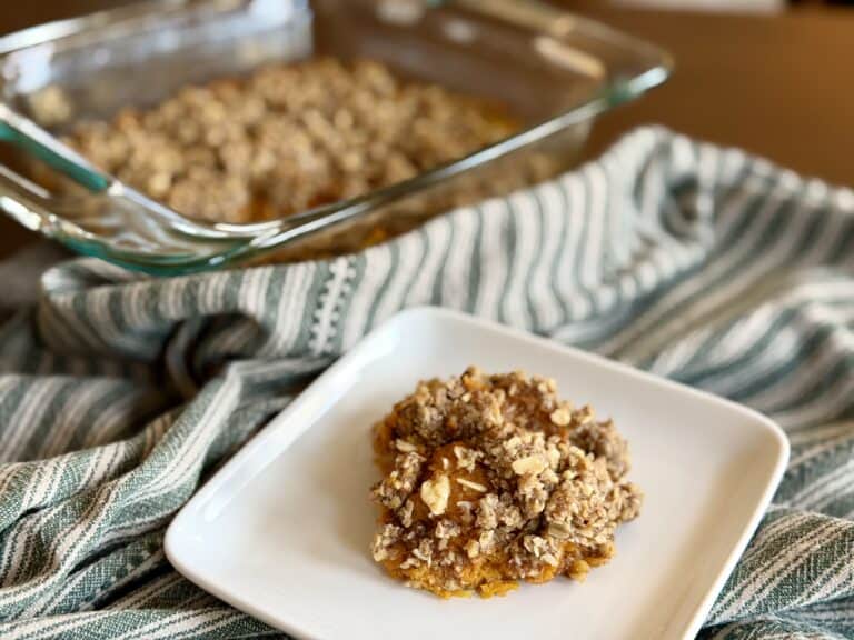 Aimee from Homemaker on a Budget serves up sweet potato crisp.