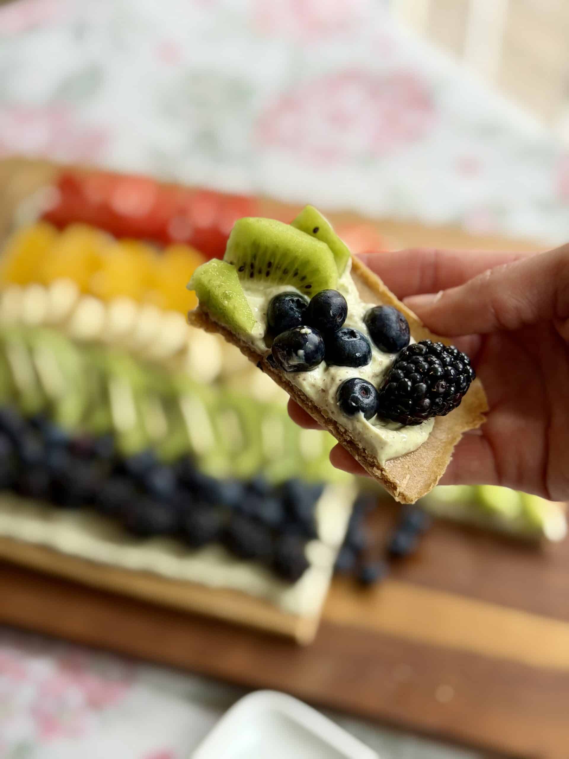 Aimee from Homemaker on a Budget serves up a festive gluten-free healthy breakfast pizza.