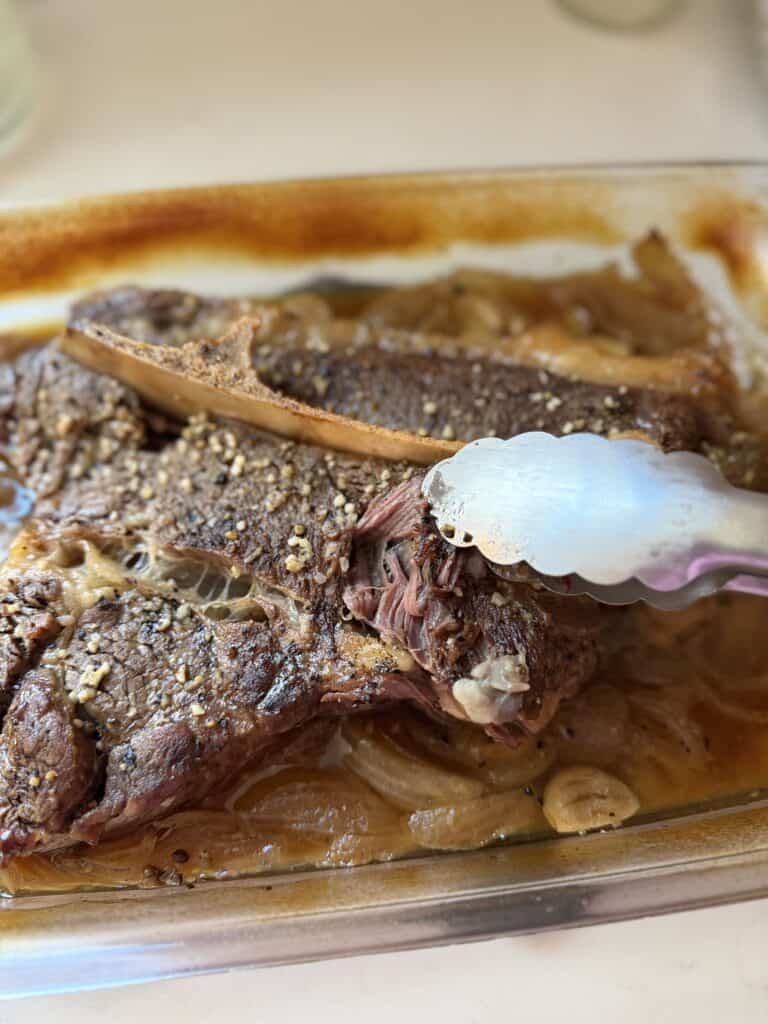 Aimee from Homemaker on a Budget serves up a grass-fed beef chuck roast with simple ingredients for a healthy dinner. 