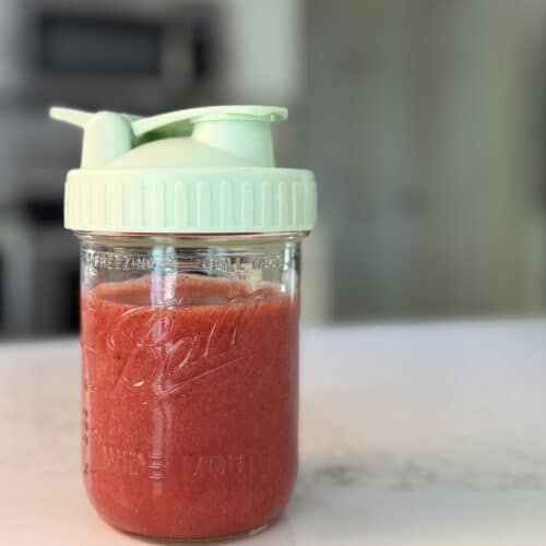 Aimee from Homemaker on a Budget prepares a homemade simple strawberry syrup with two ingredients.