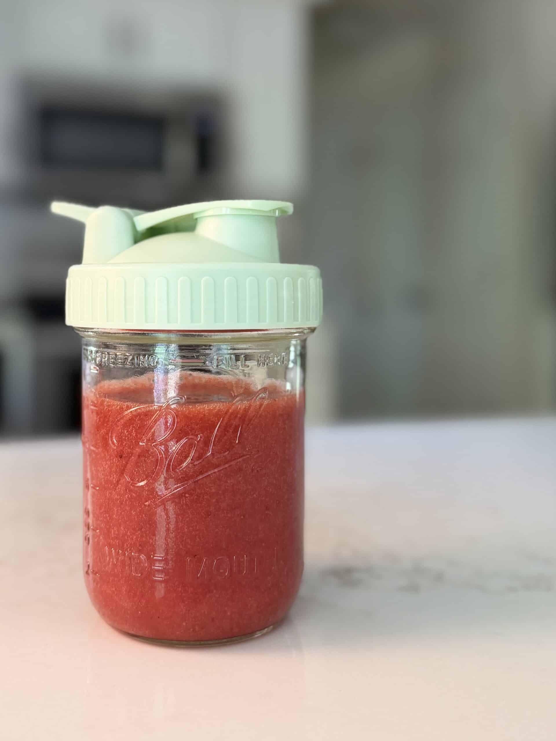 Aimee from Homemaker on a Budget prepares a homemade simple strawberry syrup with two ingredients.