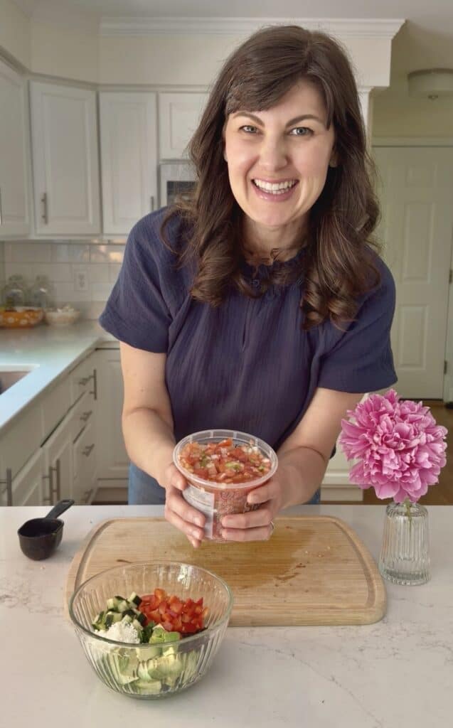 Aimee from Homemaker on a Budget shows us her trick to making Pico de Gallo Chopped salad easy and quick!