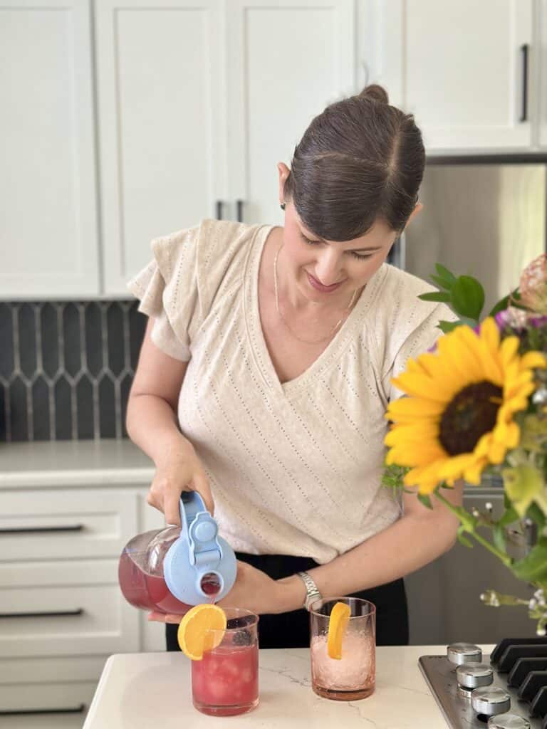 Aimee from Homemaker on a Budget serves up a delicious, chilled, healthy cranberry fruit punch.