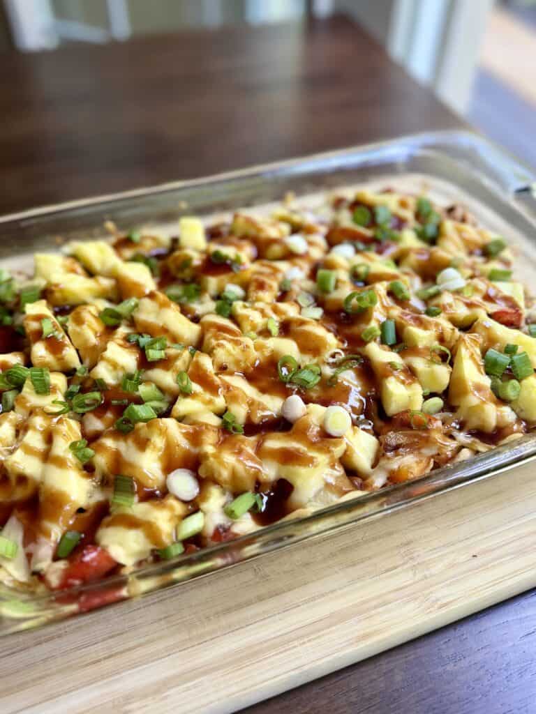 Aimee from Homemaker on a Budget shares her family favorite recipe of chicken with pineapple: Hawaiian Chicken Bake.