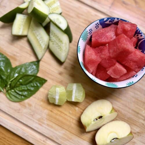 Aimee from Homemaker on a Budget shares her top summer juice recipe using cucumbers, apples, watermelon, basil, and lime.