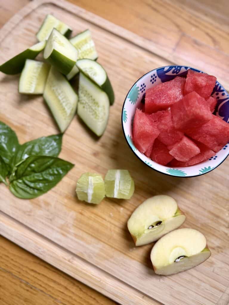 Aimee from Homemaker on a Budget shares her top summer juice recipe using cucumbers, apples, watermelon, basil, and lime. 