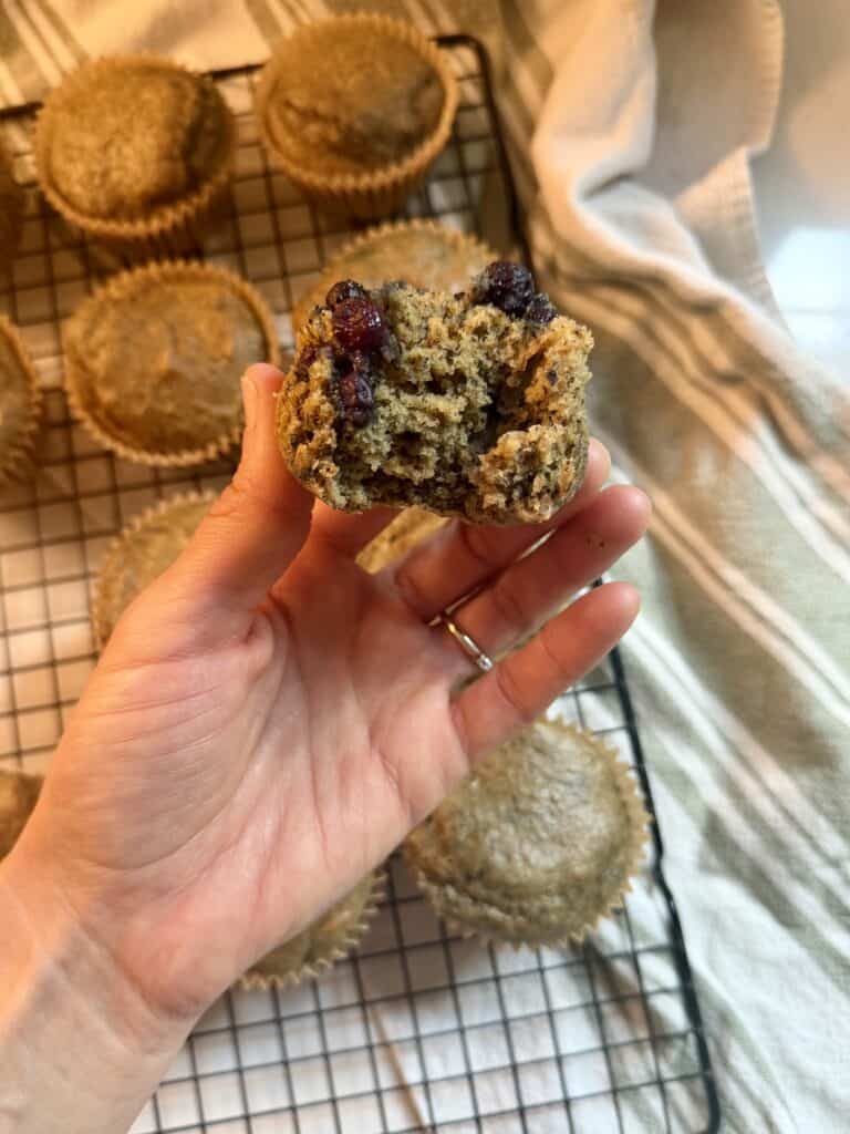 Aimee from Homemaker on a Budget delivers on a delicious blueberry muffin made from pancake mix. 