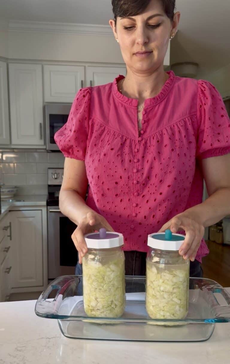 Aimee from Homemaker on a Budget shares her simple, 2-ingredient recipe for homemade sauerkraut.
