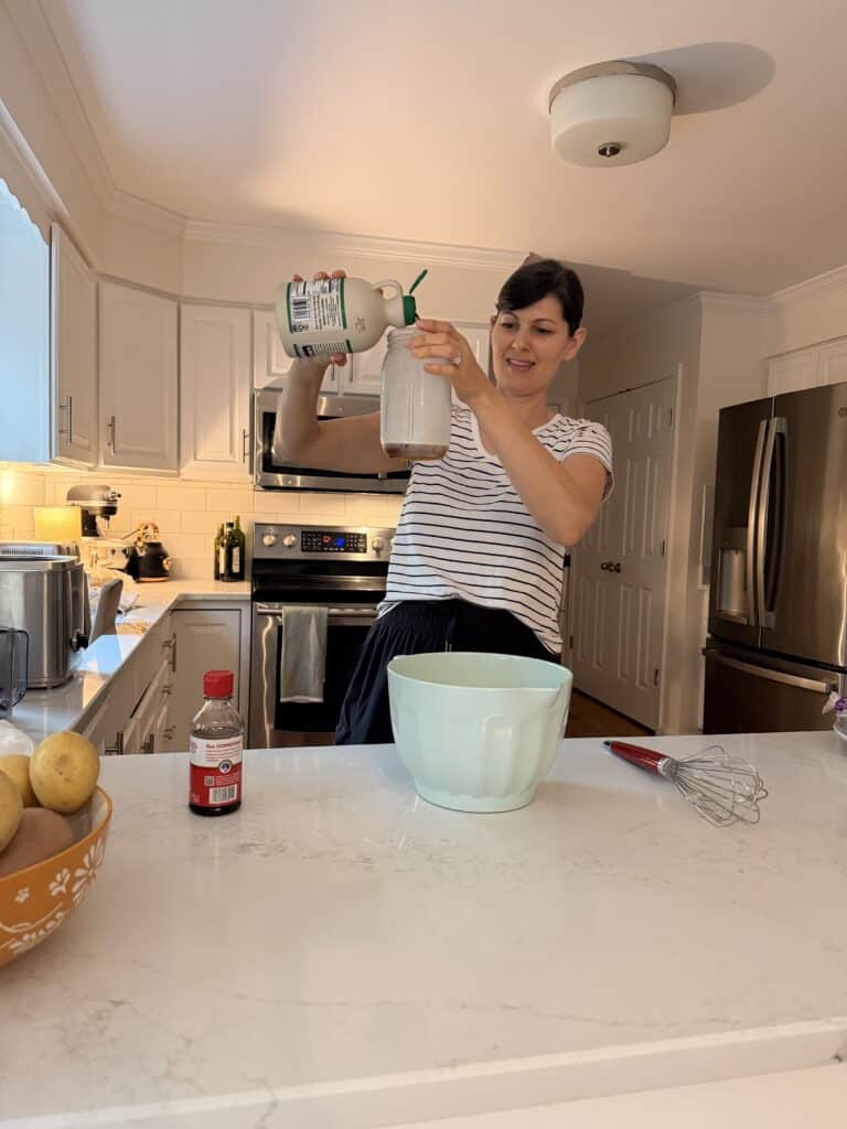 Aimee from Homemaker on a Budget sweetens homemade vanilla ice cream with pure maple syrup. 