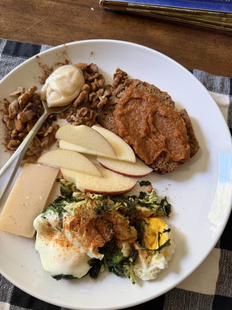 Aimee from Homemaker on a Budget shares a favorite fall breakfast, complete with homemade pumpkin butter on toast.