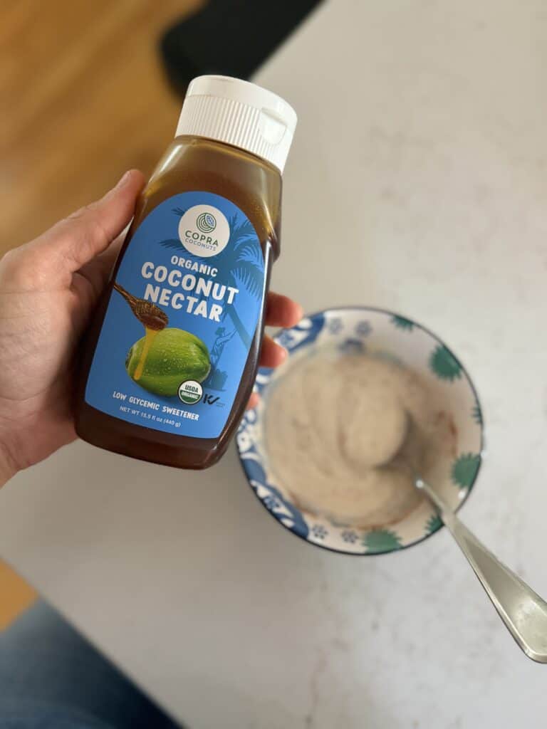 coconut nectar and Greek yogurt