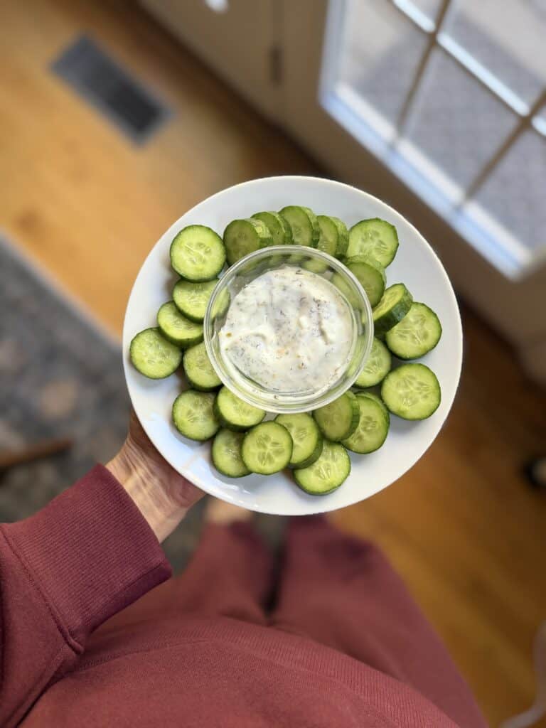 cucumbers and yogurt dip
