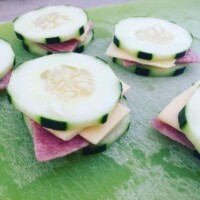 cucumber bites with salami and cheese