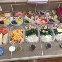 main dishes are: burritos, enchiladas, chicken with green beans and rice, ham and cheese pinwheels, sandwich cut into cubes
